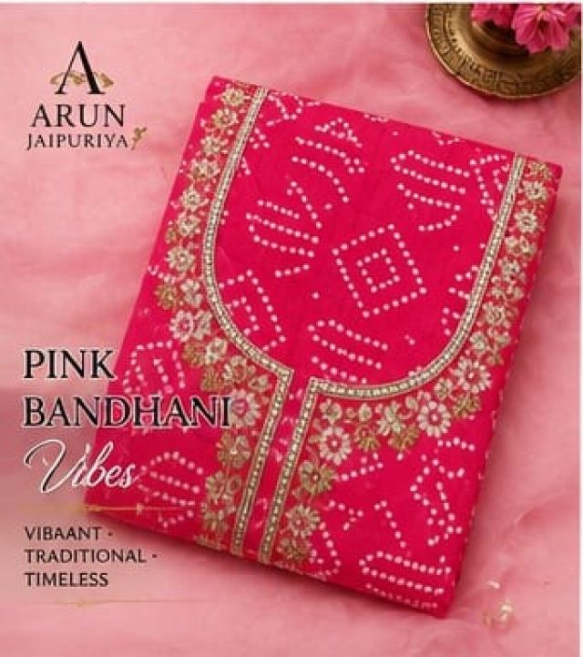 Pink Bandhani Embroidered Kurta