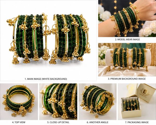 Sawan Special Green Glass Bangle Set – 32 Pcs