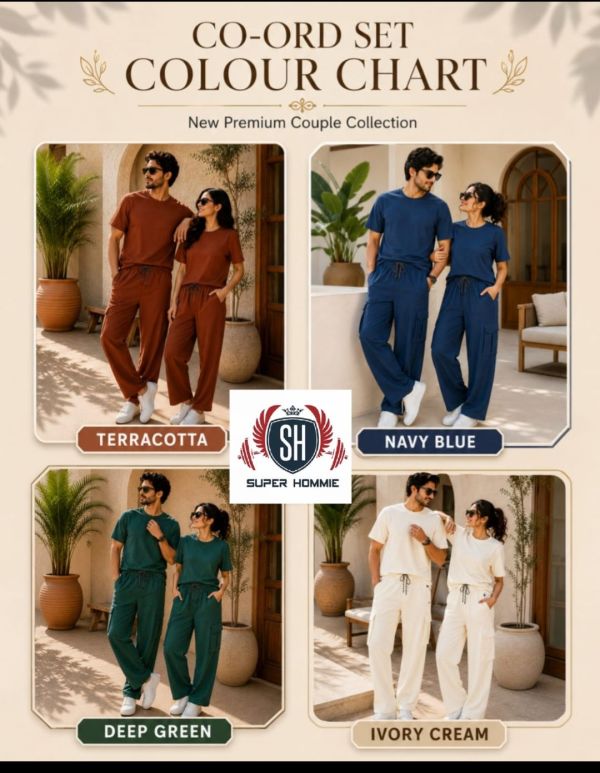 Premium Couple Co-Ord Set – Matching T-Shirt & Cargo Pants